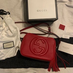 Authentic Gucci Soho Leather Disco Bag Red